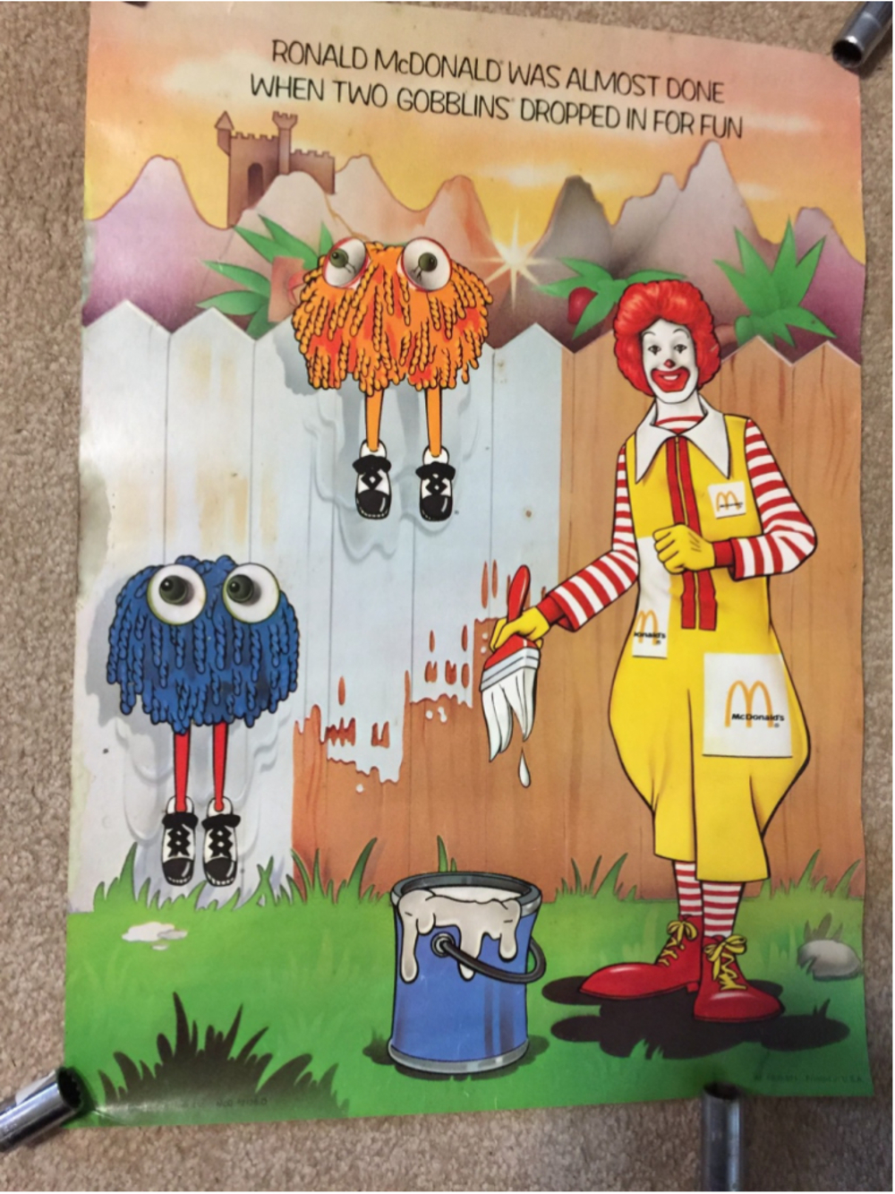 Vintage - 1976 - McDonalds Poster - 22" X 16" - Ronald And Two Gobblins - Picture 7 of 15